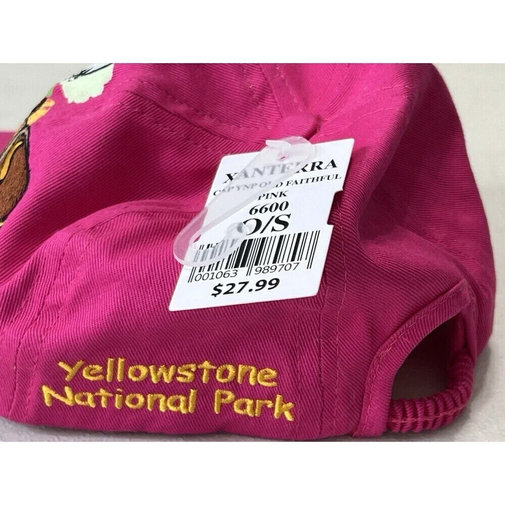 Yellowstone National Park Stretch Strapback Pink One Size Embroidered Animals